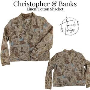 Christopher & Banks Top Women's Sm Shacket Maximalist Whimsy Granny‎ Cottagecore